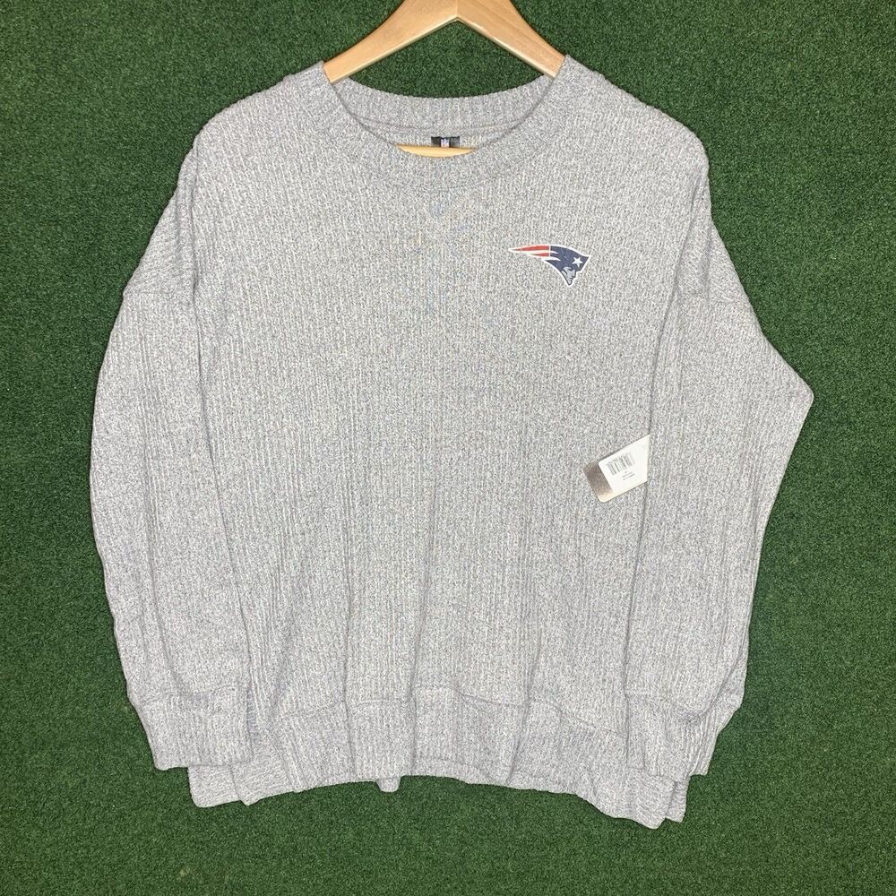 Sz L New England Patriots NFL Team Apparel Sleepwear Top Shirt Women's Gray NWT
